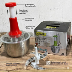 Kitchen Fresh Prep Combo Deal – 2L Manual Hand Press Vegetable Chopper,