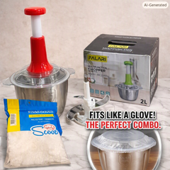 Kitchen Fresh Prep Combo Deal – 2L Manual Hand Press Vegetable Chopper,