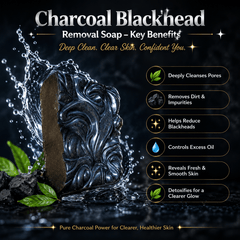 Charcoal Blackhead Removal Soap – Deep Cleansing Activated Charcoal Soap for Blackheads, Acne, Oil Control, Pore Cleansing & Clear Skin | Handmade Organic Soap
