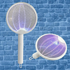Foldable Swivel Mosquito Bat, 3 in 1 Mosquito Racket USB Rechargeable, Bug Zapper Electric Fly Swatter with UV Light Lamp, Hangable Mosquito Swatter Racket w/Long Lasting Lithium-ion Battery